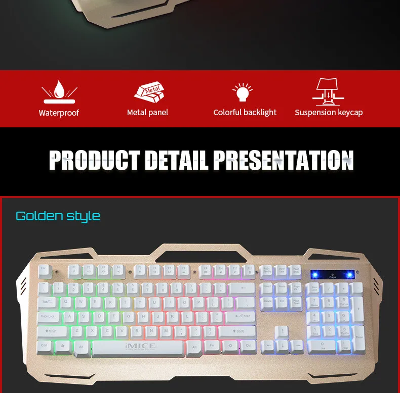 

IMICE Metal Suspension Backlit Keyboard AK-400 For Wired Gaming Keyboard Illumin 104 Keys Waterproof Ergonomics Russia Russian