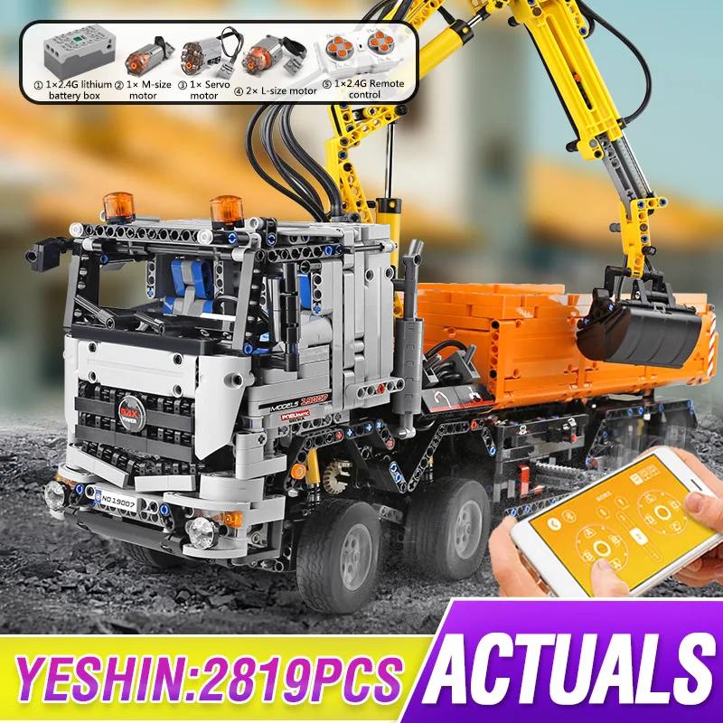 MOULD KING 19007 Technical  Arocs 3245 Pneumatic Truck Car BUILD BLOCK MODEL KIT TOY FOR CHILD Compatible with 42043