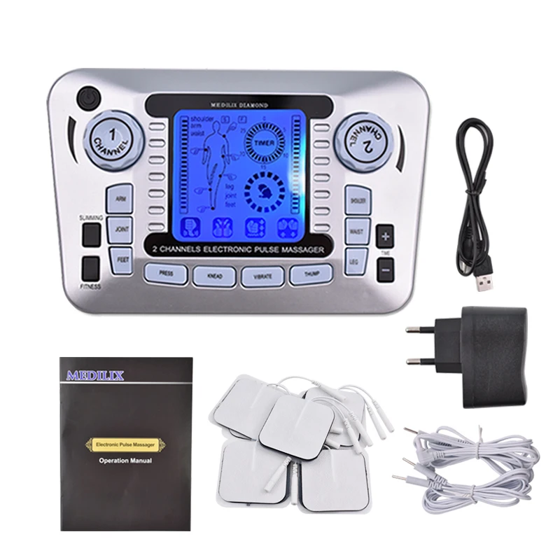 Electrical Pulse Tens Acupuncture Therapy Massager Slimming Fat Burner Muscle Stimulator Relax Massage Machine +10 Pads | Красота и