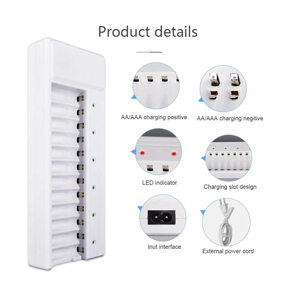 Умное зарядное устройство Palo со светодиодным дисплеем 12 слотов для никель