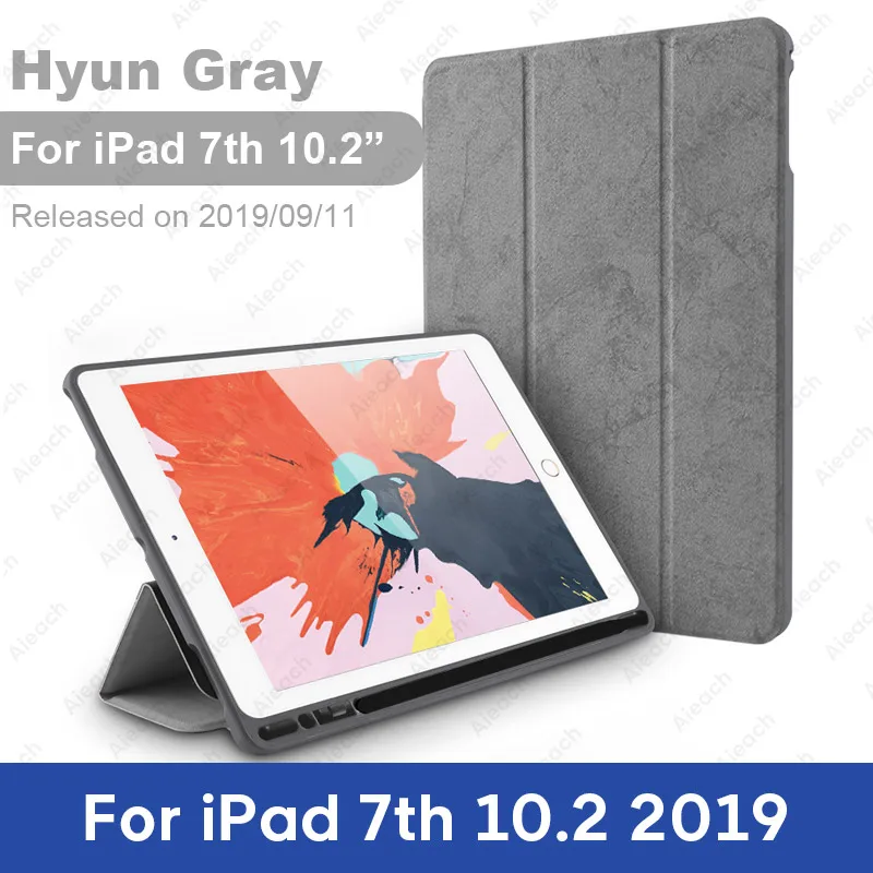 For iPad 10.2 Gray 2 Чехол для iPad 9,7 10,2 чехол с держателем карандаша умный кожаный тканевый силиконовый чехол для iPad Pro 9,7 Air 1 2 - Цвет: For iPad 10.2 Gray 2