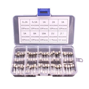 100pcs/lot Set Kit 5x20mm Fuse Assorted Kits DIY Quick Blow Glass Tube Fast-blow Glass Fuses 0.2A-20A