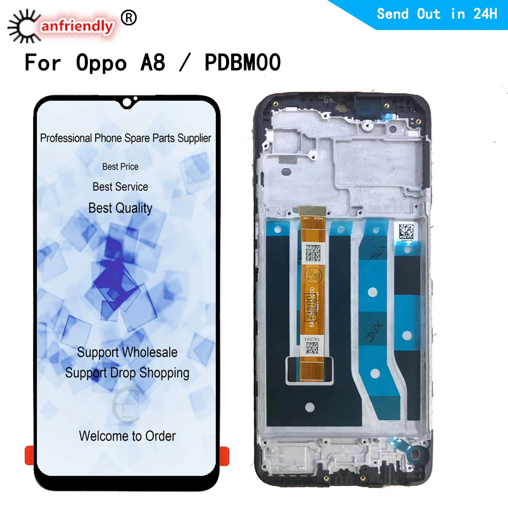 Pantalla LCD IPS de 6,5 pulgadas para OPPO A8 2019 PDBM00, panel t&aacute;ctil, sensor de digitalizador con montaje de marco, LCD para OPPO A8-0