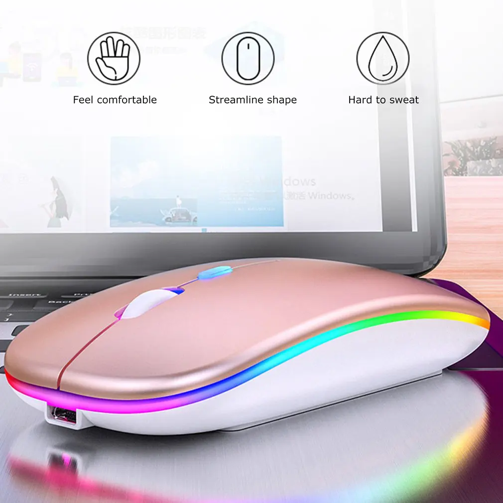 

A2 7 Colors Backlit Mosue Silent Mute Rechargeable Wireless Mouse Computer Accessories for Home Office Games