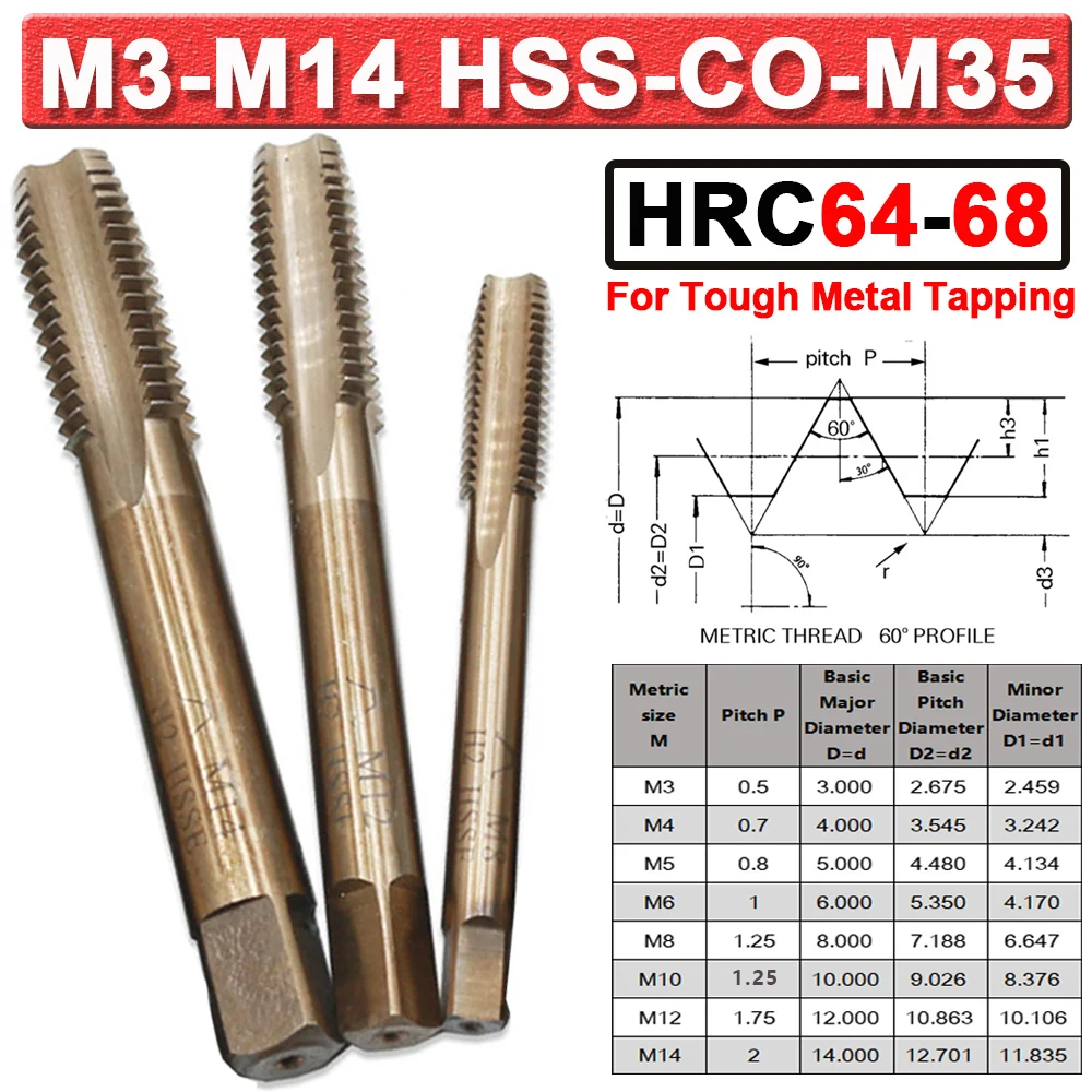 Набор метчиков SEB HRC64 HSS-Co-M35 для нержавеющей стали