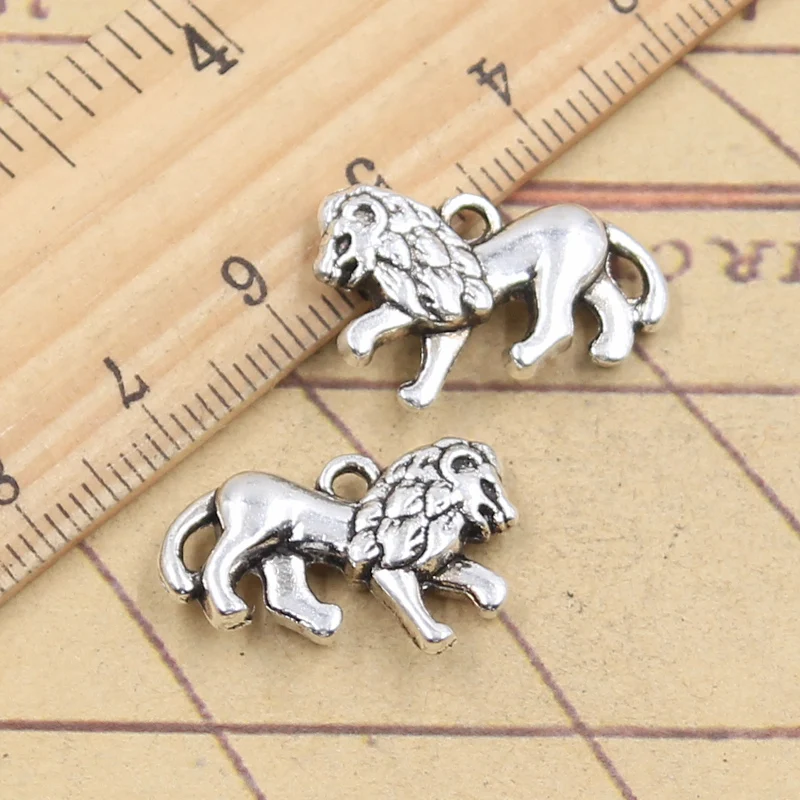 10pcs Charms 3D Animal Lion 15x22mm Tibetan Bronze Silver Color Pendants Antique Jewelry Making DIY Handmade Craft - купить по