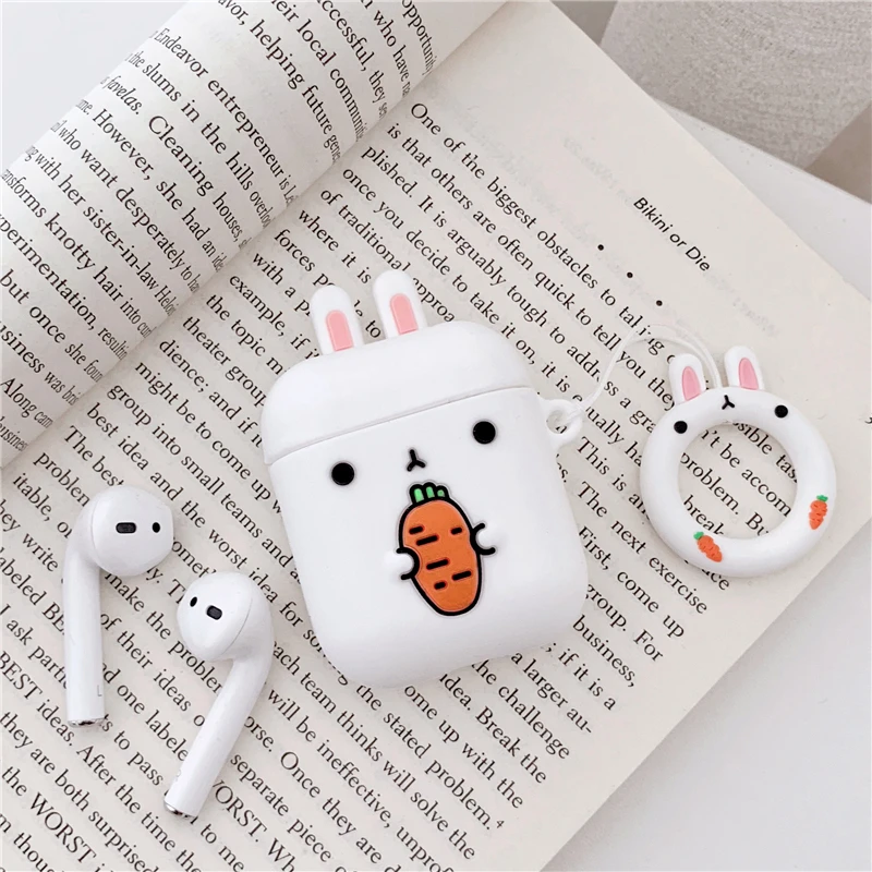 Для AirPods чехол 3D милый мультяшный чехол для наушников s для Apple Airpods 2 забавные аксессуары Защитная крышка с кольцом на палец