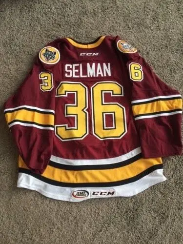 

36 JUSTIN SELMAN WOLVES Retro throwback MEN'S Hockey Jersey Embroidery Stitched Customize any number and name