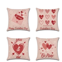 pink valentines day pillowcase red couple romantic love linen digital printing farmhouse pillows decor home