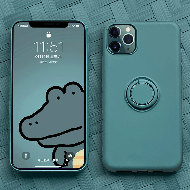 Мягкий силиконовый чехол, чехол для iPhone 7, 8, 6, 6S Plus, X, XS, S, 11 Pro, Max, XR, подставка для телефона, кольцо-держатель, противоударный защитный чехол для iPhone7 On
