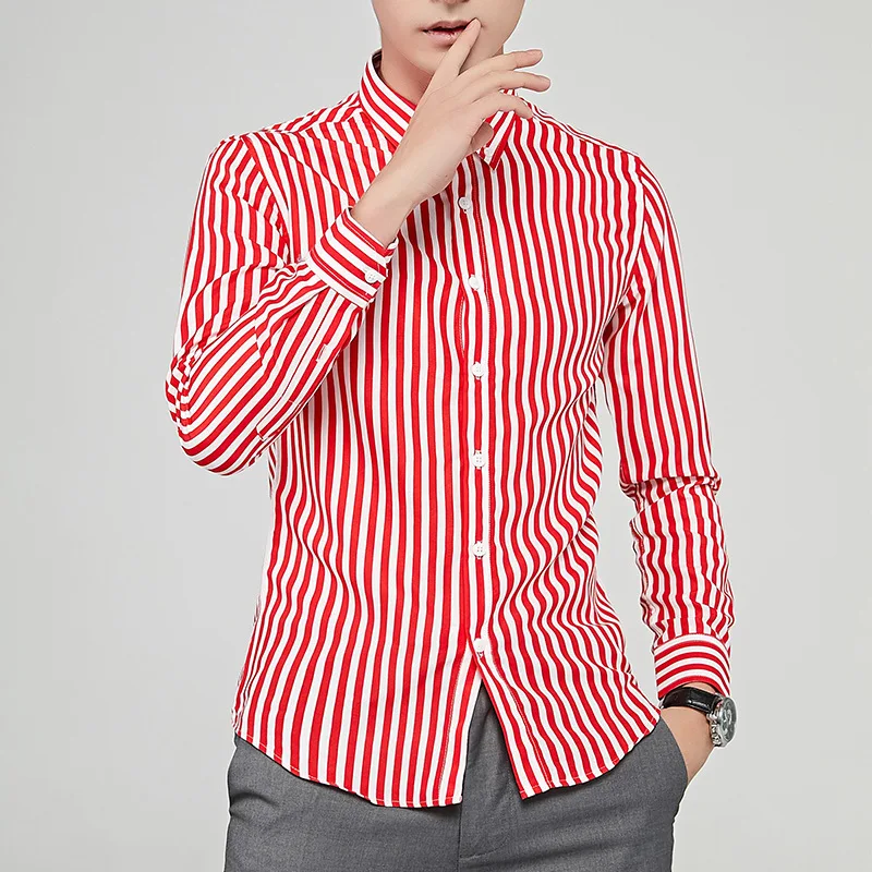 Рубашка MRMT мужская с длинным рукавом в полоску для отдыха 2021 | Мужская одежда