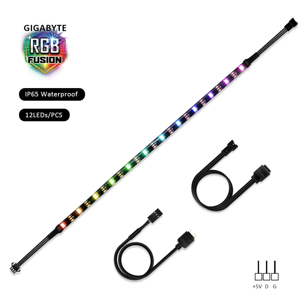 1x12Led IP65 Материнская плата Адресуемая 5В 3 Pin PC Светодиодная лента RGB PC светодиодная лента светильник, для GIGABYTE RGB Fusion(5V 3 Pin адресуемый светодиодный разъем - Испускаемый цвет: 1x12Led IP65