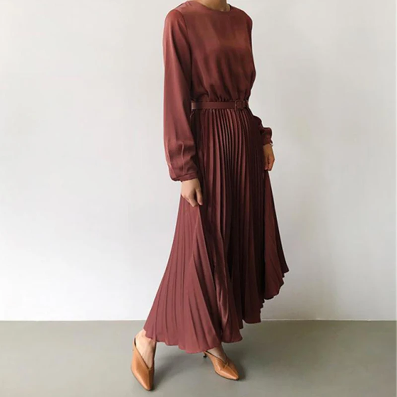 Новинка 2020 весеннее элегантное плиссированное платье для женщин с длинным