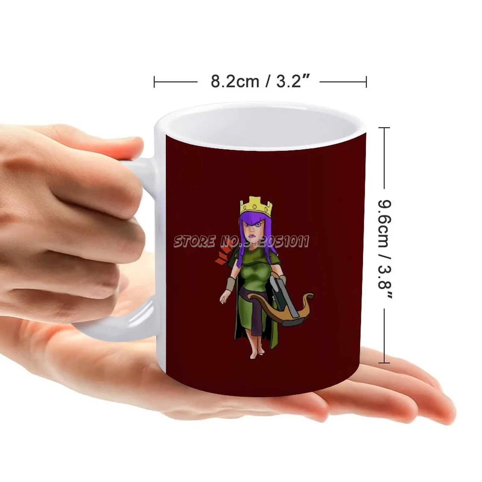 Queen Coc Games White Mug 11oz Funny Ceramic Coffee Tea Milk Cups Royale Clan Monster Fighter King And Townhall | Дом и сад
