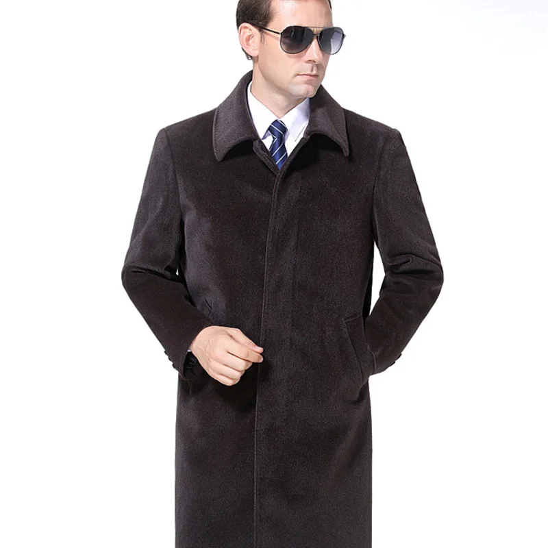 Популярное зимнее кашемировое пальто среднего возраста с отложным воротником