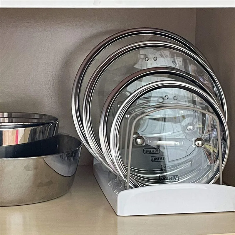 kunbei adjustable pot lid organizer for kitchen cabinets counter tops store cutting boards dishes and bowls storage rack free global shipping