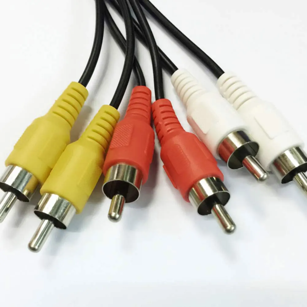 

New 1PC RCA Male to 3RCA Male Cable 1.5m Audio and Video AV extension Cable Black Standard Converter Wire for Speaker
