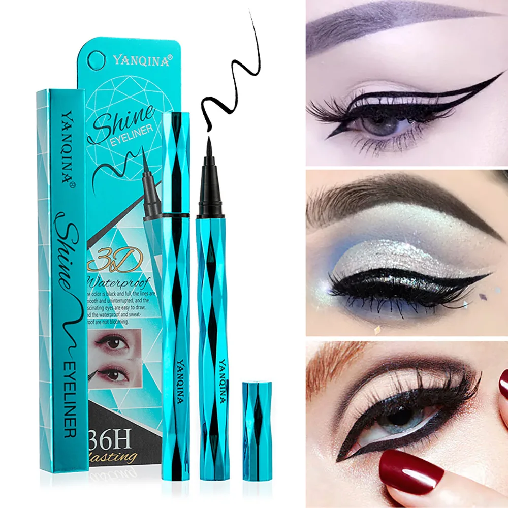 

Sky Blue Diamond Split Surface Eyeliner Cool Black Quick-Dry Not Smudge Waterproof Eyeliner 8673