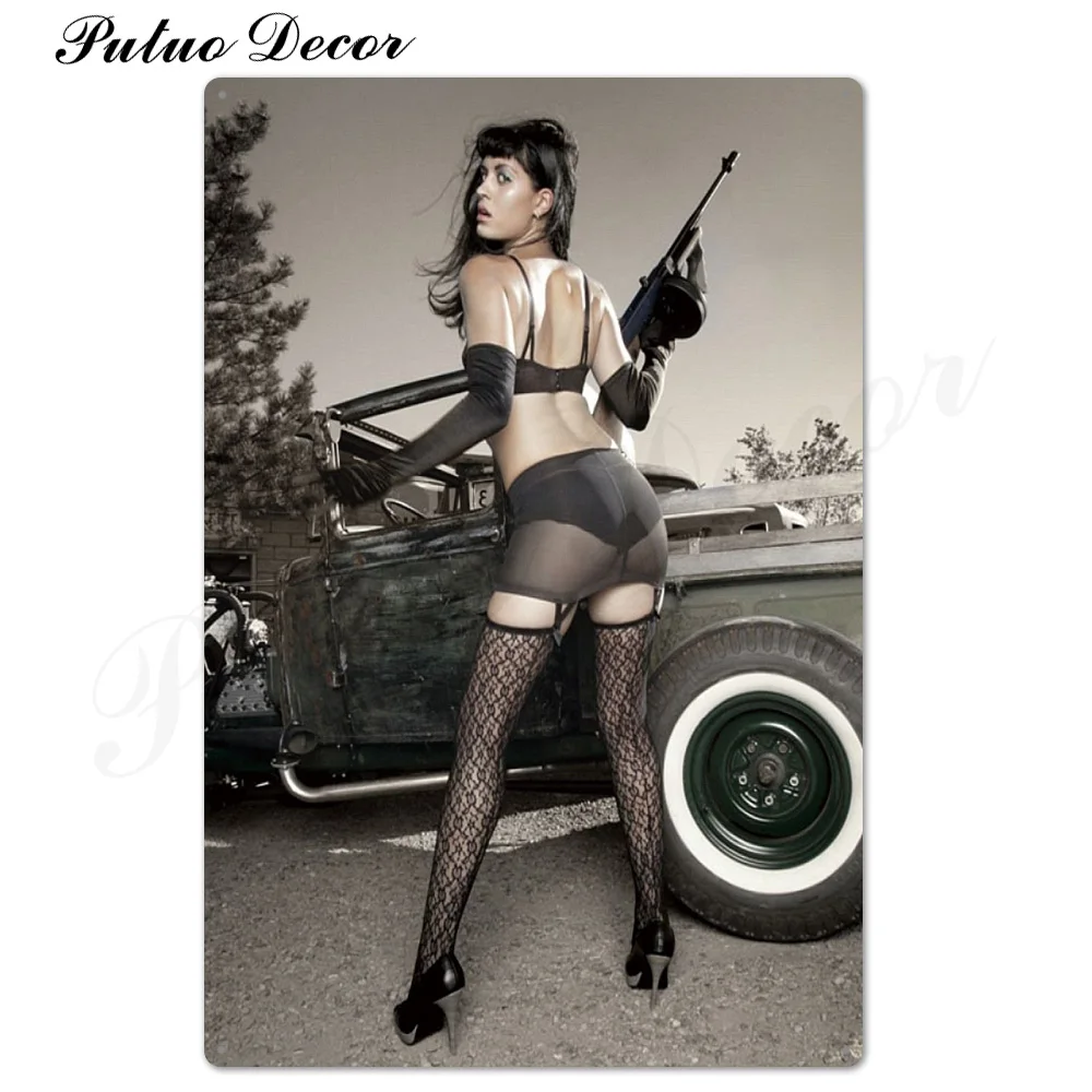 TH3463 Pin Up Girl Оловянная табличка металлическая винтажная Сексуальная металлическая вывеска Настенный декор для бара паба клуба человек пещера значки в стиле ретро металлическая живопись - Цвет: TH3463