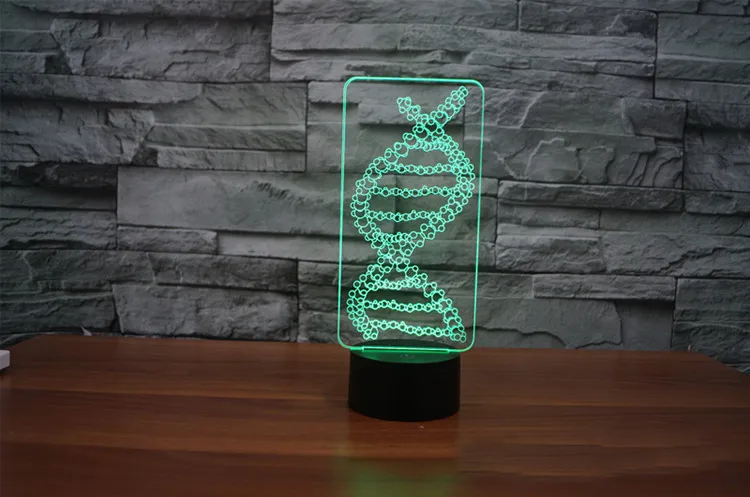 Светодиодный ночсветильник 3D 7 цветов модель ДНК настольная лампа с