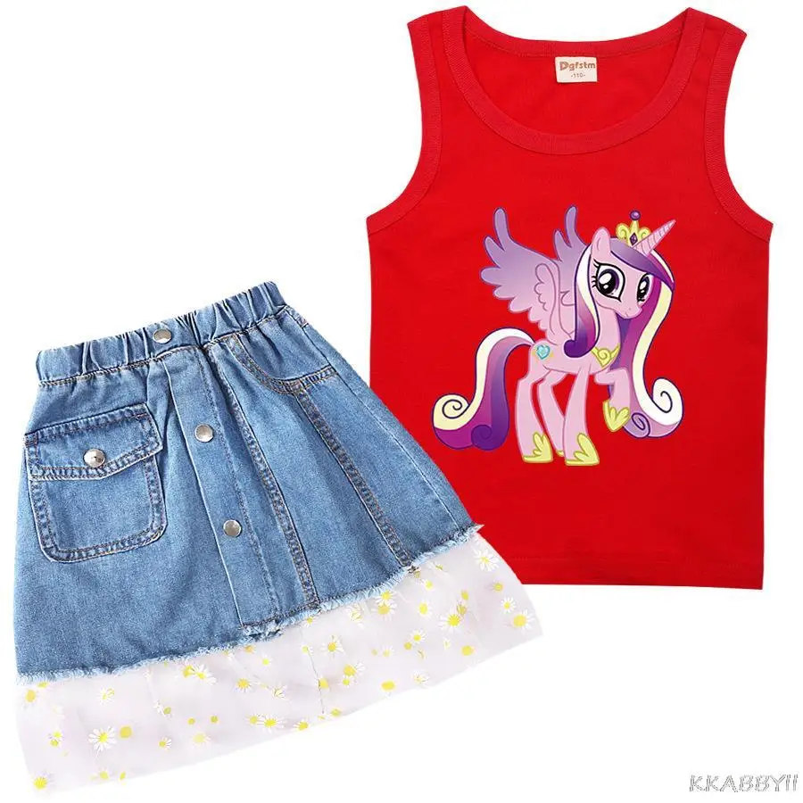 Летняя Новинка Детский жилет My Little pony футболка для девочек Повседневная и