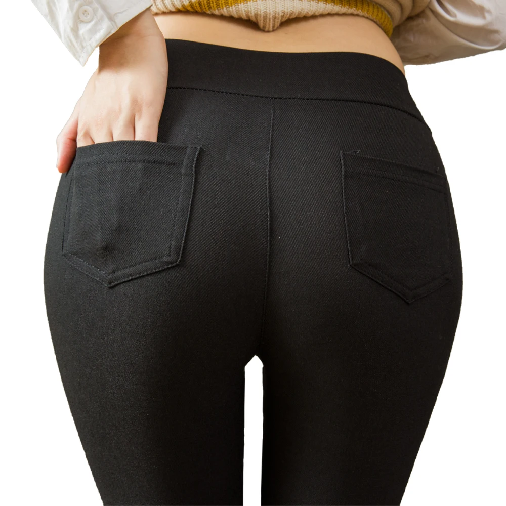 

Plus Size Women Pencil Pants Cotton Trousers 2019 New Pocket Trousers Slim Jeggings Denim Skinny