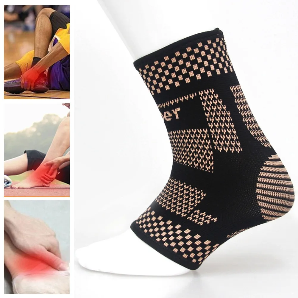 

Copper Nylon Ankle Support Brace Compression Sleeve Foot Pain Relief Jogging Sprain Sports Ankle Protector For Cycling Gym Yoga