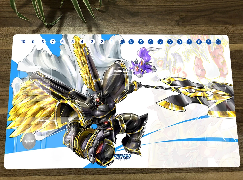 

Anime Digimon Duel Playmat Alphamon Trading Card Game Mat DTCG CCG Mat Mouse Desk Pad Gaming Play Mat With Card Zones Free Bag