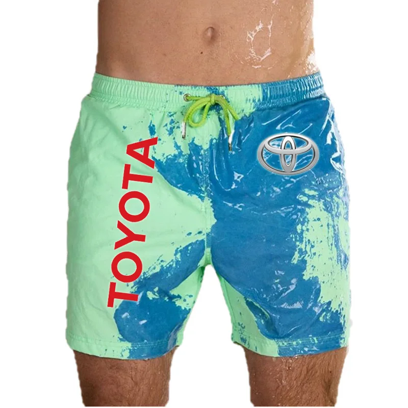 

Color Changing Beach Shorts Large Size Cool Swim Fashion for Toyota Logo Luxury Casual Shorts Quick Drying Basketball Shorts Men