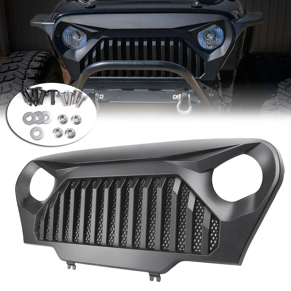 Для Jeep Wrangler TJ Автомобильная передняя решетка верхняя сетка гриль 1997 1998 1999 2000 2001 2002 2003 2004 2005 2006 матовый черный АБС-пластик