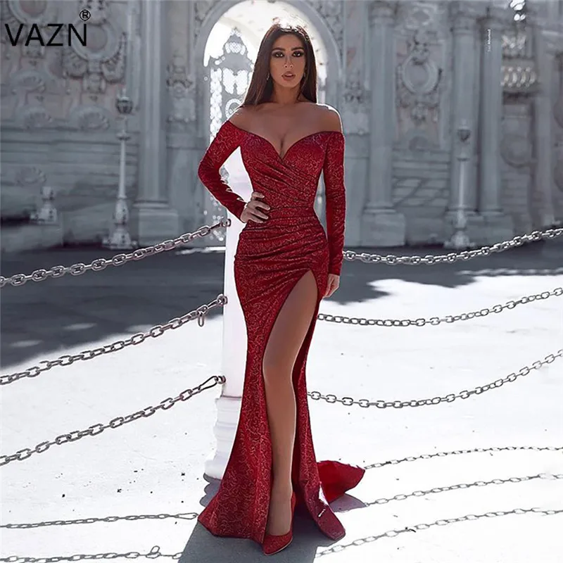 VAZN SN4228 новый продукт 2019 sautumn сексуальное женское Красное длинное платье с длинным