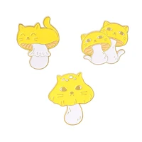 mushroom shaped cat lapel pins badges fashion mini cartoons anime brooches for women cute enamel hijab pins metal large brooch