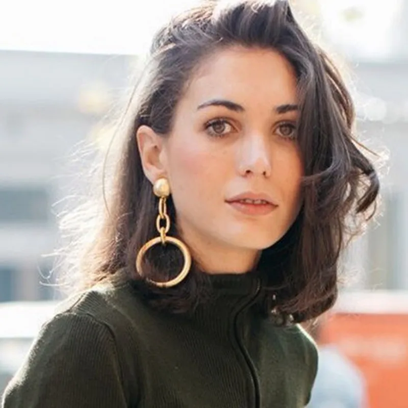 Simple Metal Round Circle Hoop Earrings Golden Color Big Hollow Loop For Women Attractive E0443 | Украшения и аксессуары