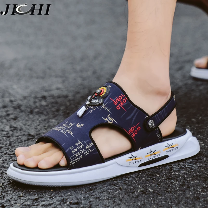 

Summer Sandals Men Outdoor Soft Breathable Beach Casual Men Shoes Roman Comfortable Walking Footwear Blue