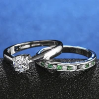 new style hot temperament fashion small fresh green zircon spacer white crystal ladies 2 piece set whole sale jewelry