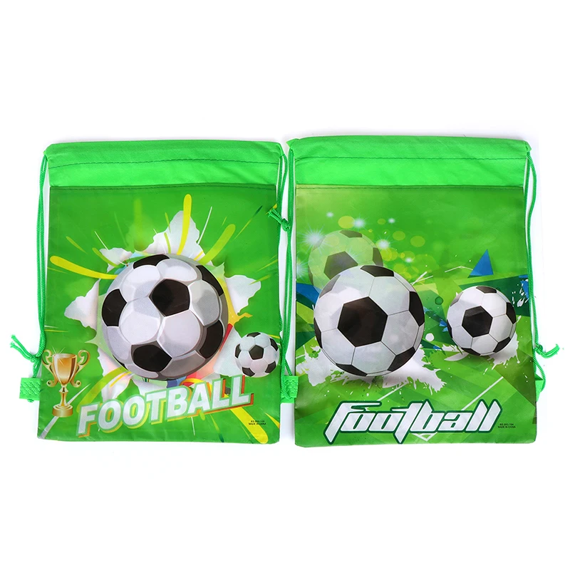 1pc Football non-woven drawstring bag backpack kids travel school decor gift bags green pocket | Багаж и сумки