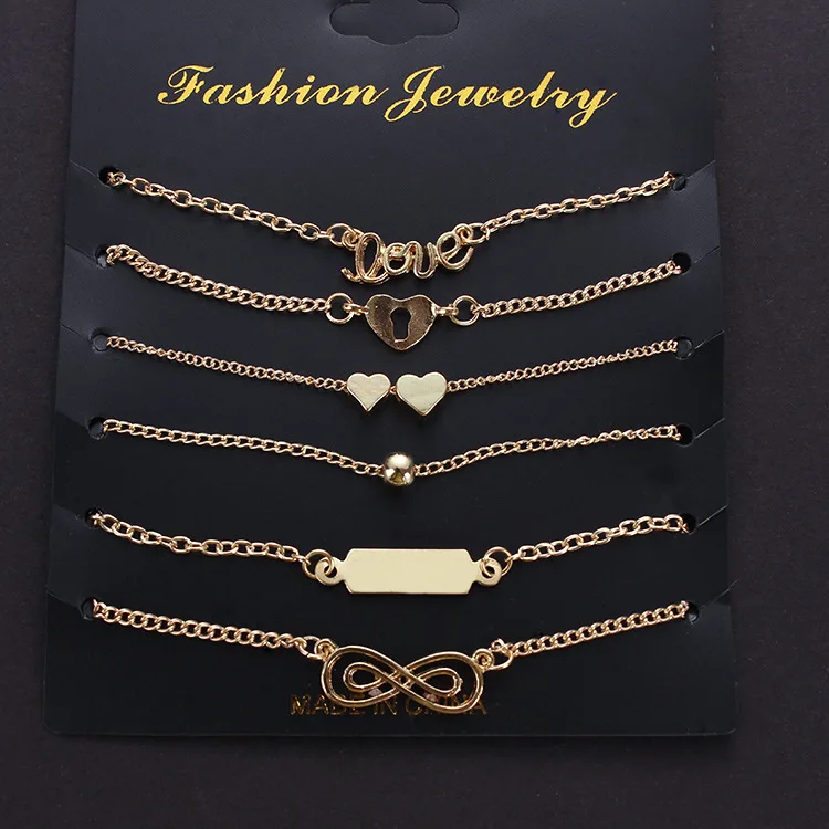 5 шт./компл. сплав Новинка Bijoux(украшения своими руками) Модные Винтаж ножной браслет Бесконечность 8 Браслеты для женские ботильоны браслет подарочный набор ювелирных изделий