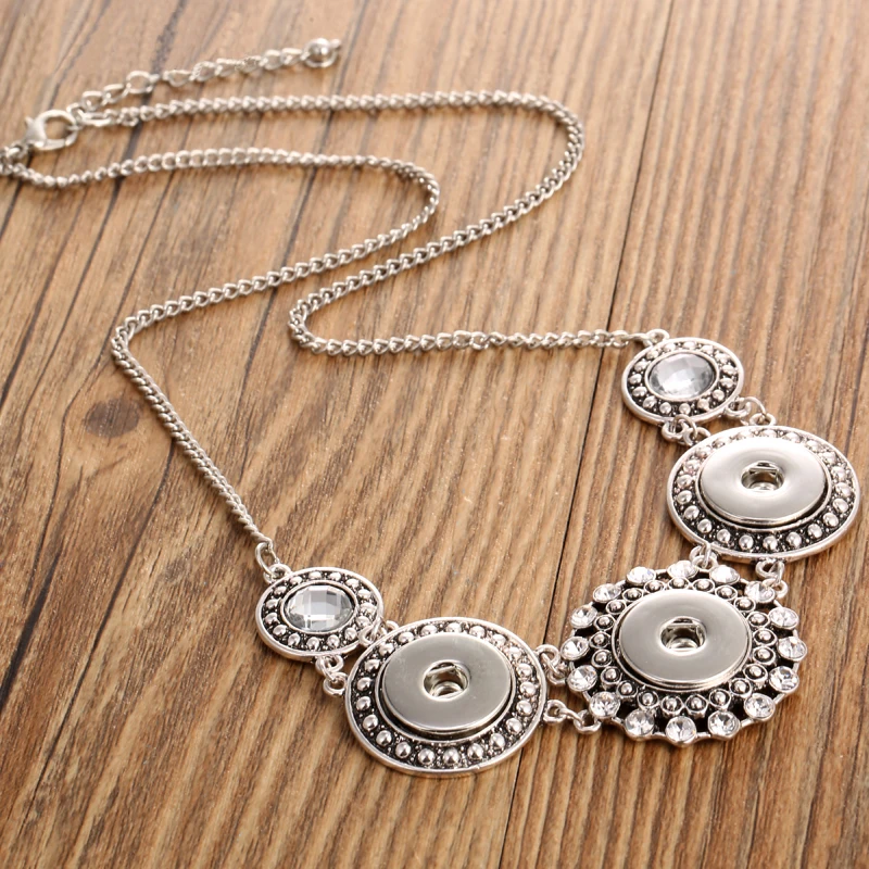 Высокое качество цветок оснастки кнопки Neklace Fit DIY 18 мм 20 стразы жемчужный