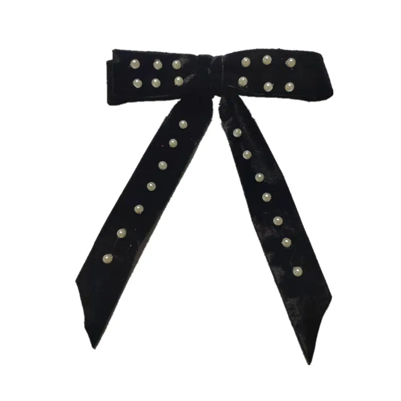 1 inch black Новинка, двухсторонний бархатный 1 дюйм, Широкий Бант с хвостами, заколки для девочек, заколки для волос, аксессуары для волос - Цвет: 1 inch black
