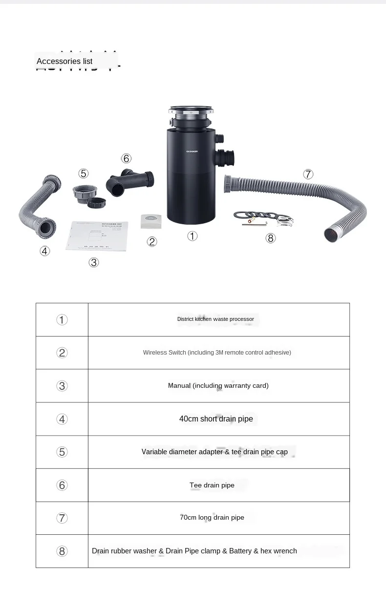 

Food Waste Disposers Home garbage shredder kitchen sink disposal chopper appliance food crusher Five-level grinding220V