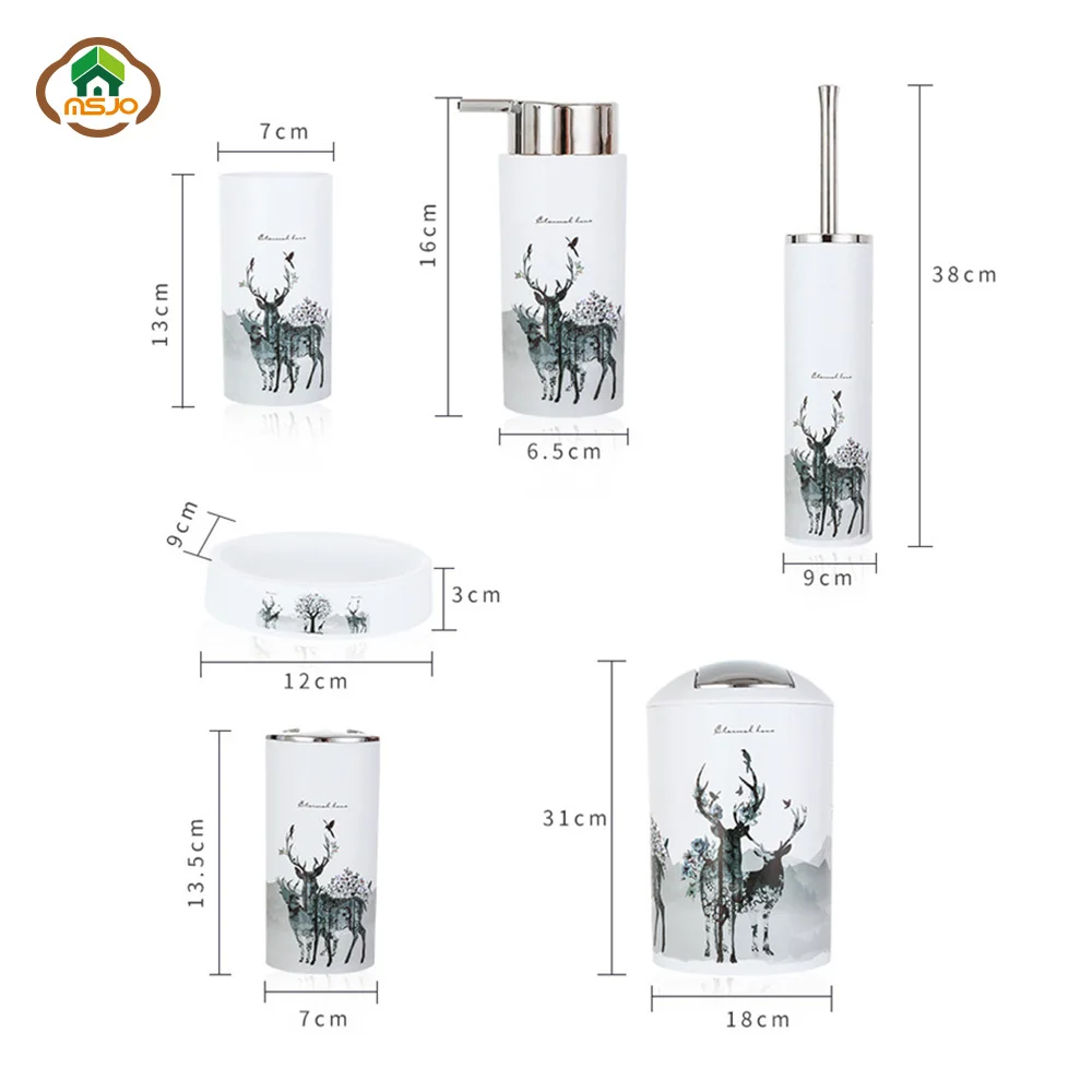 Набор для ванной комнаты MSJO с принтом в скандинавском стиле домашнего декора 6 шт.