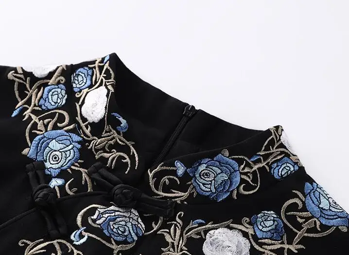 Высококачественное платье Чонсам в китайском стиле с вышивкой и большими