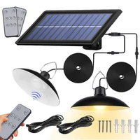 ip65 waterproof single double heads remote control solar lamp pendant light outdoor indoor with cable for courtyard garden