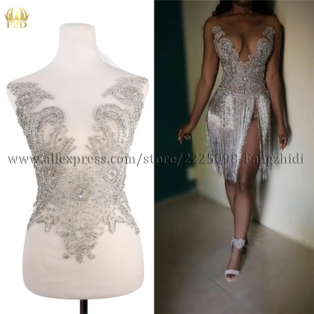 FZD 1 шт. Элегантное свадебное платье с прозрачными кристаллами аппликация Отделка