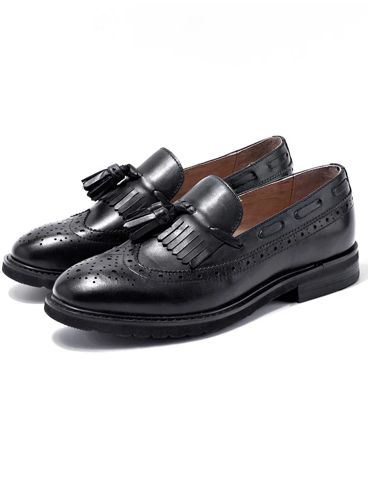 Женская Осенняя обувь 2019 года из натуральной кожи Лоферы без застежки с