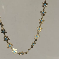 dasein acc new high quality stainless steel 18k gold plated blue flower water resistant choker chain designer necklace