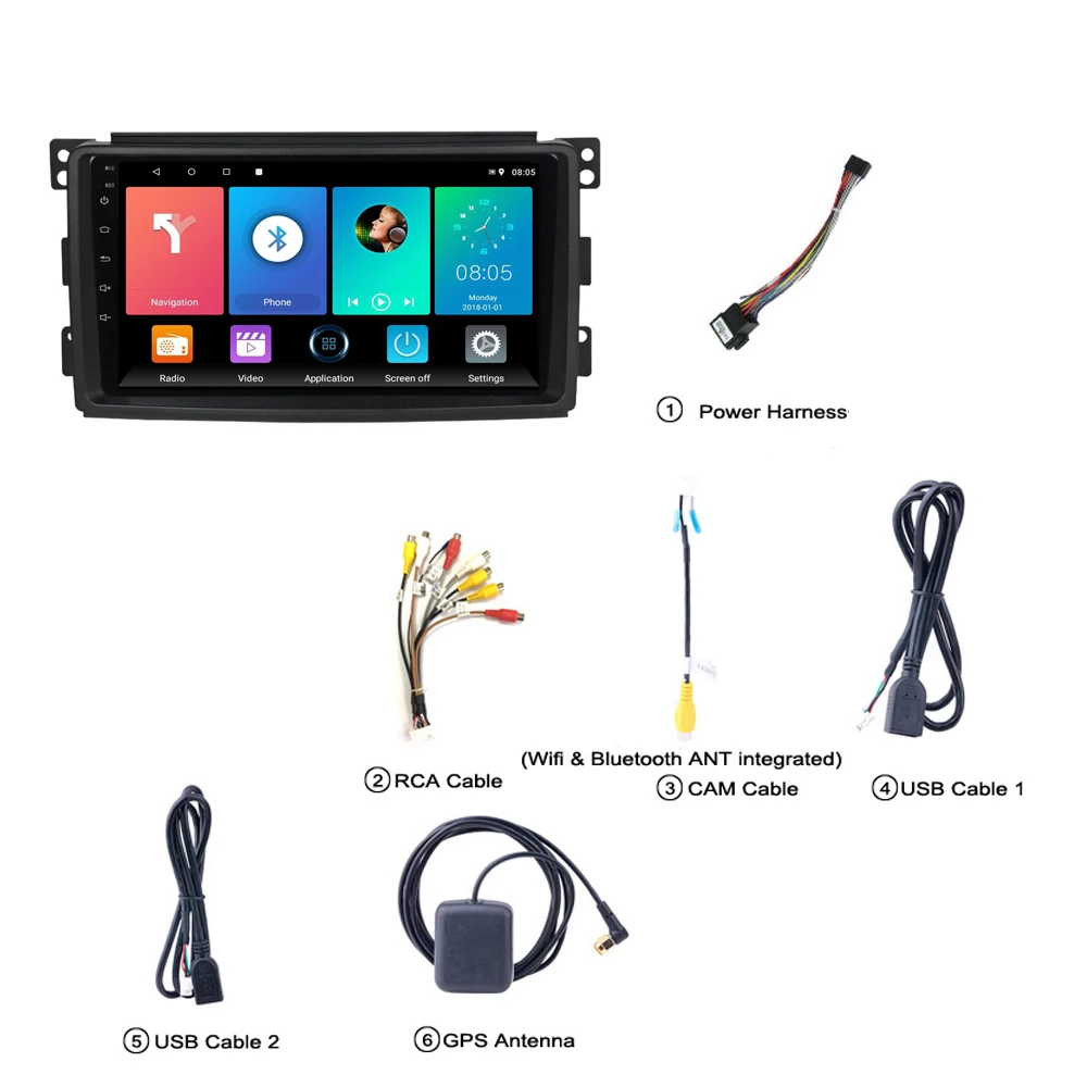 Для Smart Fortwo W451 2006 ~ 2009 2 Din Android 9 дюймов Автомобильный мультимедийный плеер Wifi
