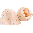 Новый Модный зимний комплект с шапочкой и шарфом для девочек и мальчиков, шапка для девочек и мальчиков, детские теплые шапочки с круглым вырезом, хлопковый комплект с шапочкой для малышей