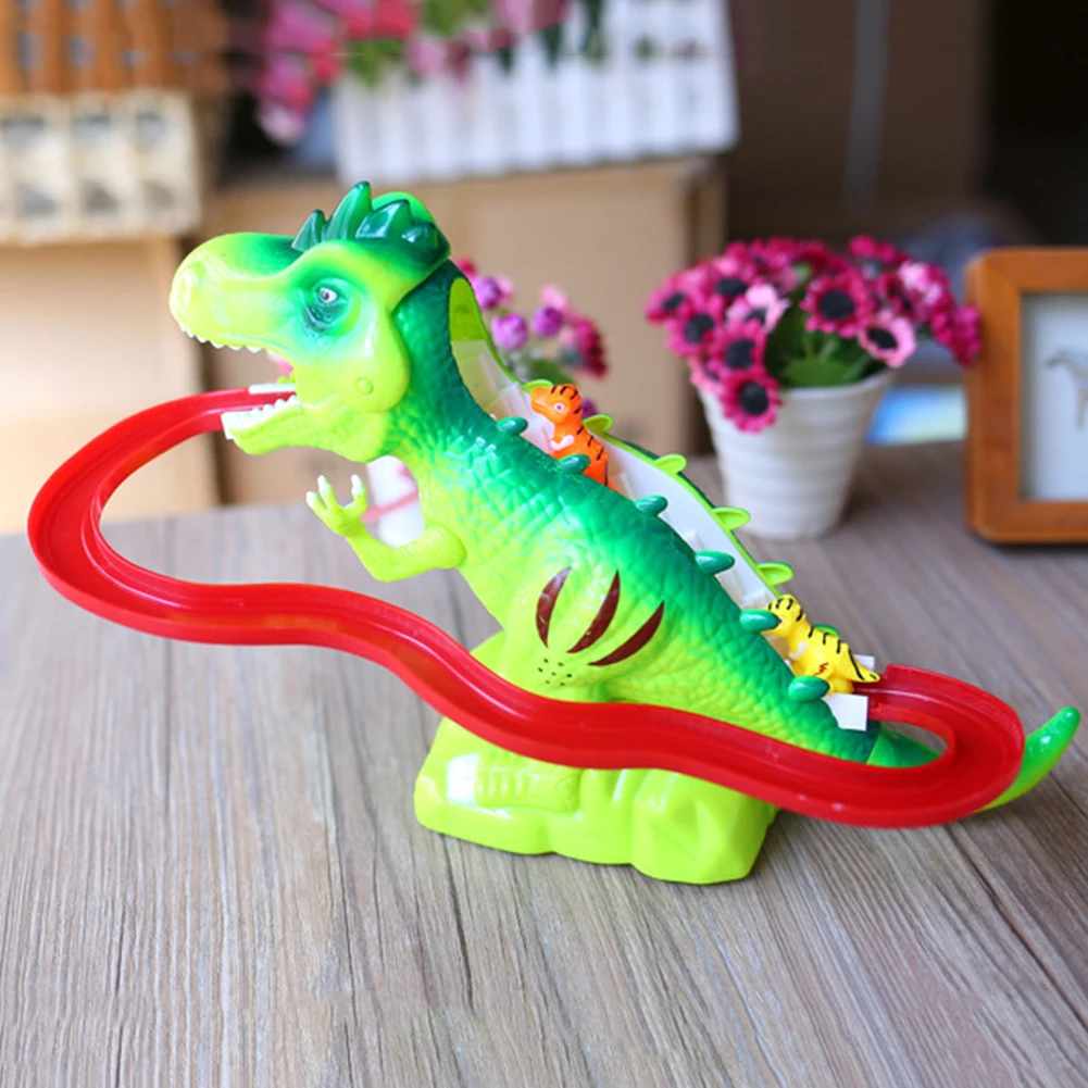 Детские электрические треки лестница динозавр игрушки светящиеся со звуком
