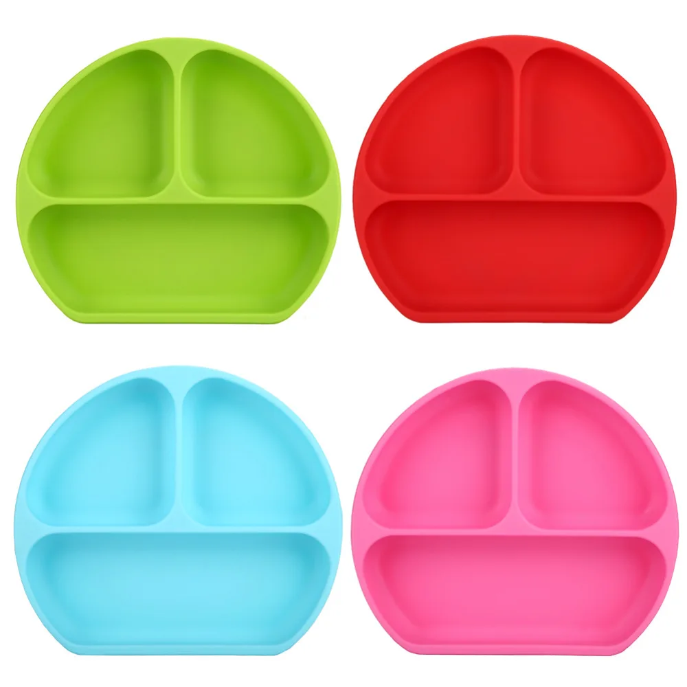 Детская миска для кормления силиконовая тарелка с присоской мощная липкая